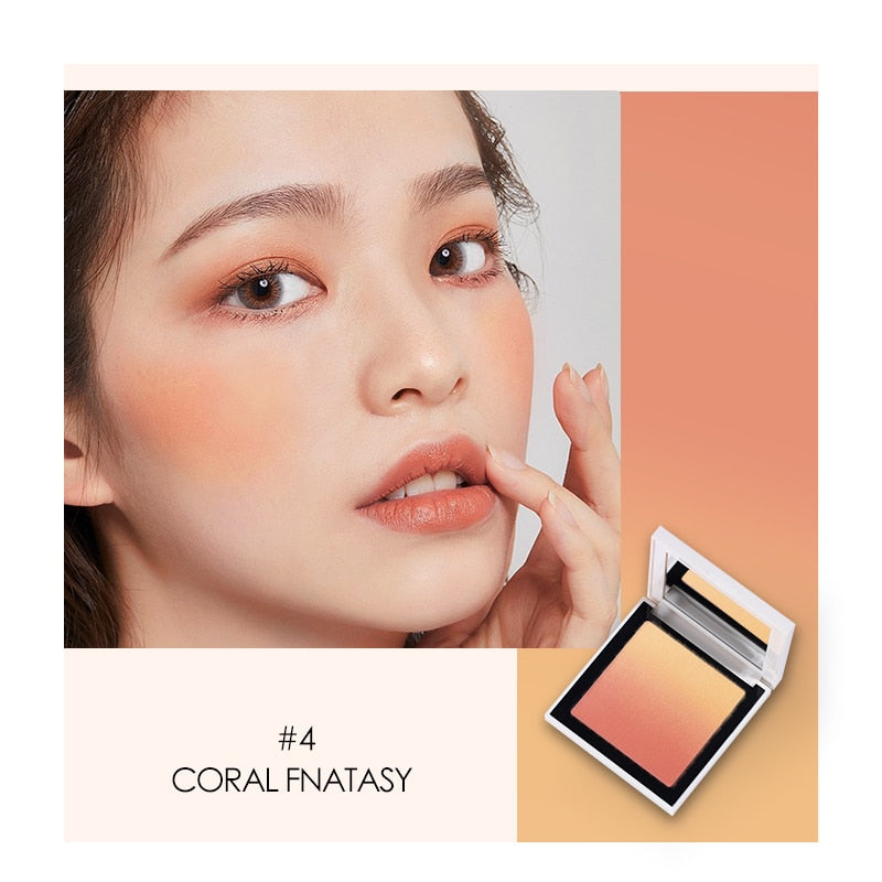 Oklulu Blush Palette Waterproof Lasting Glitter Face Rouge Powder Natural Peach Blusher Women Cosmetics Rouge Powder