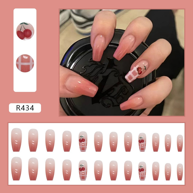 24pcs/Box Artificial Detachable Coffin False Nails Wearable French Fake Nails Super Long Ballerina Press on Nail Art Tips