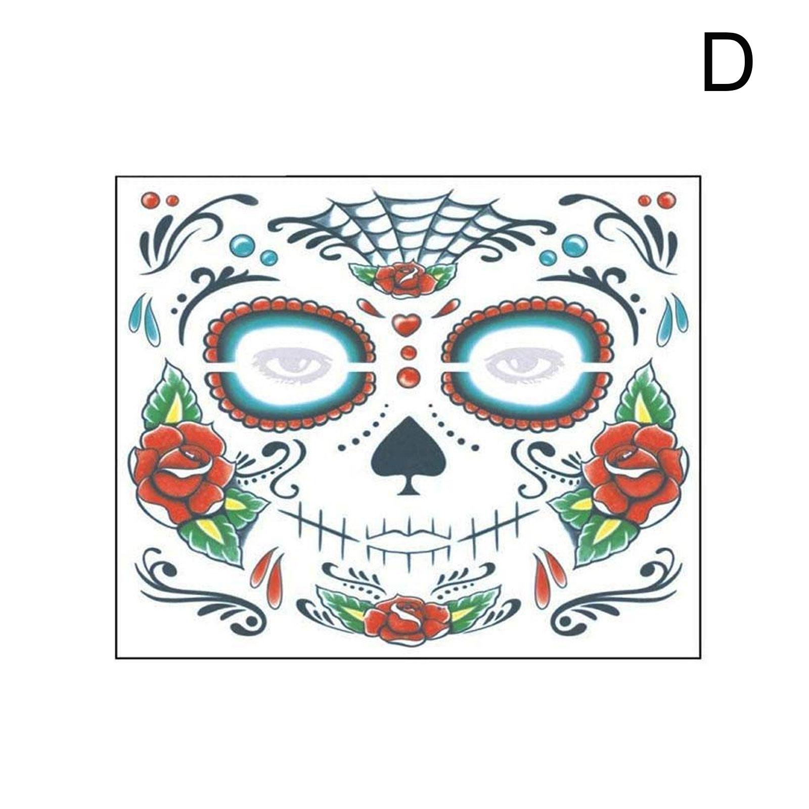 Waterproof Facial Makeup Sticker Special Face tattoo Day Of The Dead Skull Face Dress Up Halloween Temporary Tattoo Stickers