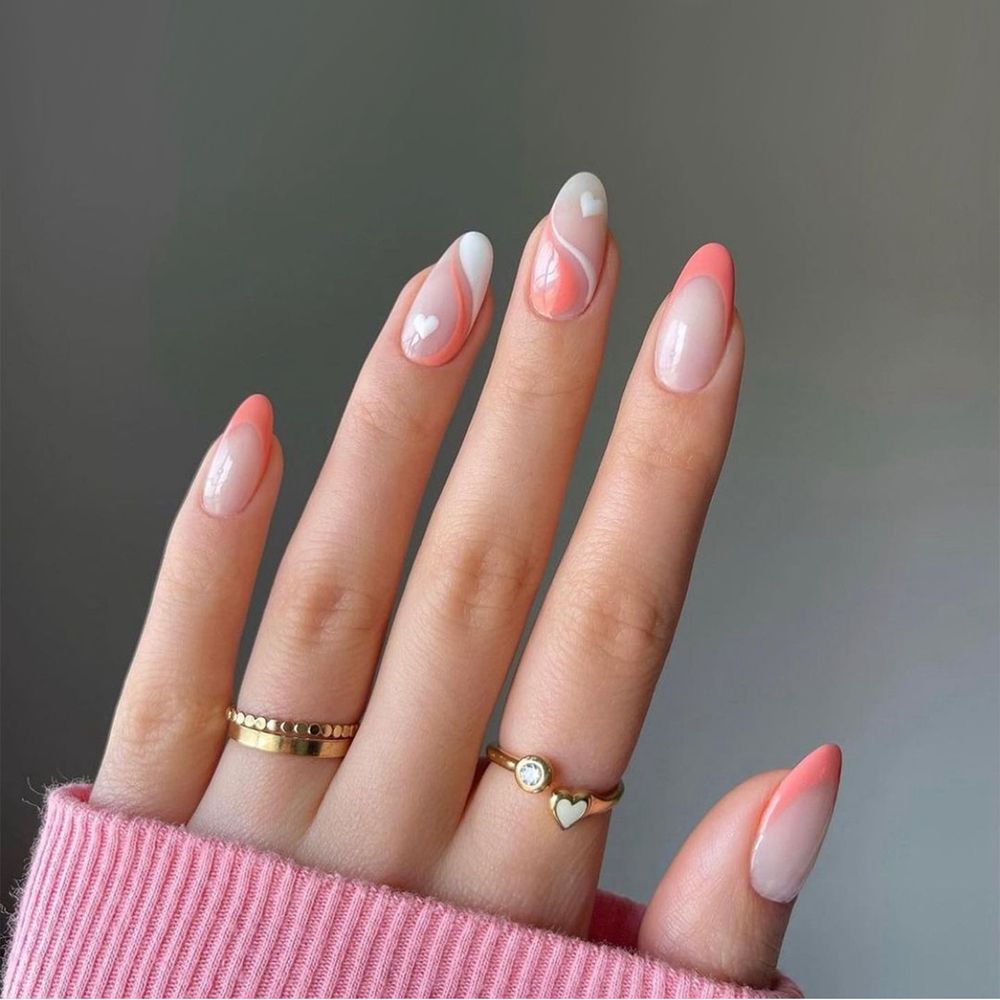 24Pcs Oval Head False Nails Pink Almond Artificial Fake Nails With Glue Full Cover Nail Tips Press On Nails DIY Manicure Tools