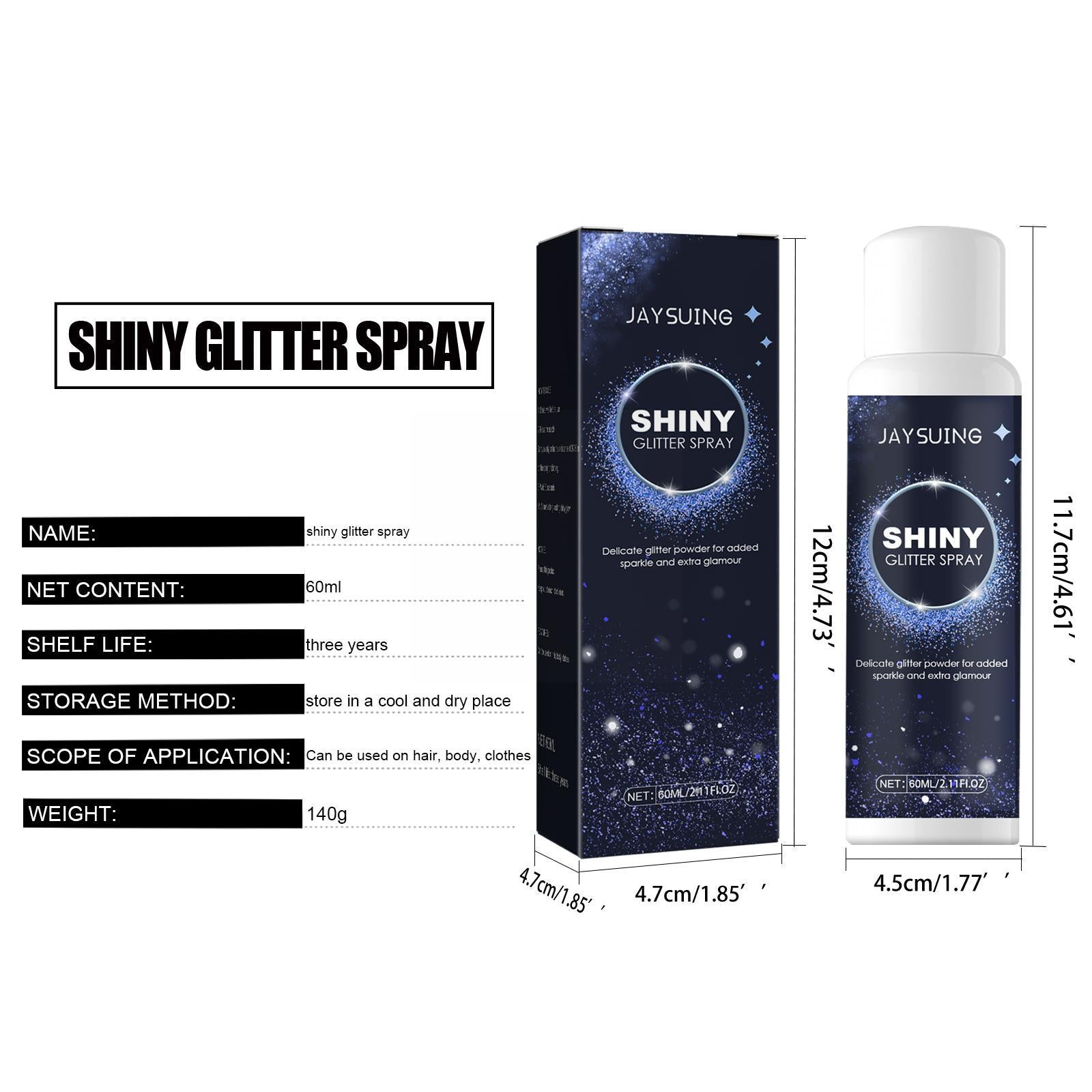 New Hair Body Starry Glitter Spray Sparkly Shimmery Highlighter Powder Holographic Powder Sprays Makeup For Party Date 60ml T2G7