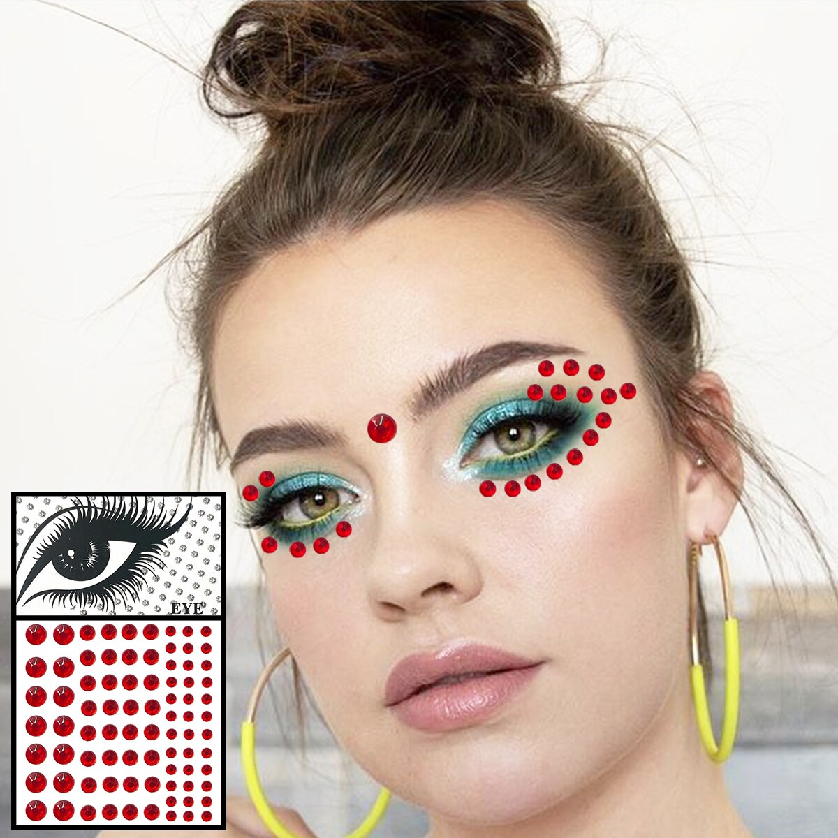 Star Face Gems Temporary Tattoos Eye Eyeliner Tears Crystals Jewels Makeup Sticker Flash Pearl Bindi Dots Jewelry Halloween Rave