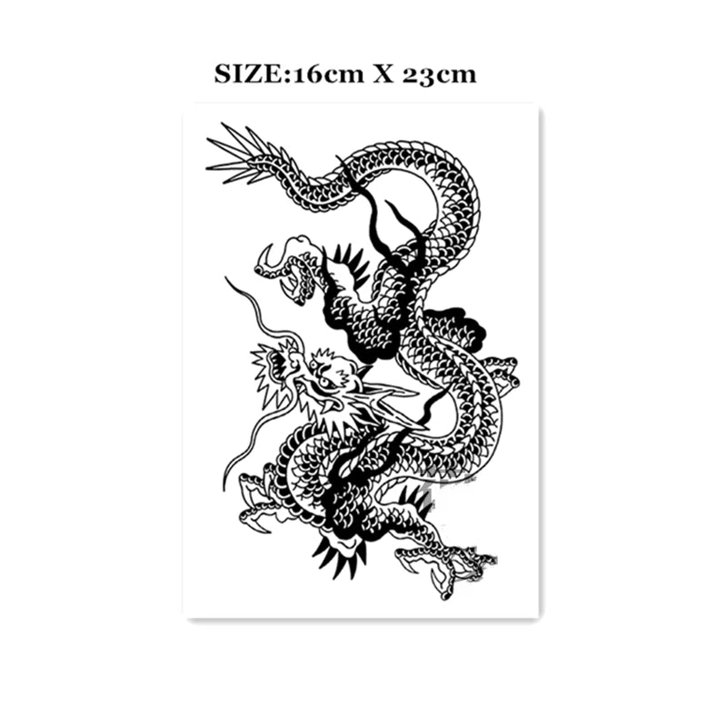 Red Dragon Temporary Tattoo Sticker Men Women Arm Body Art Waterproof Fake Tattoo Applique Tattoo Big Size