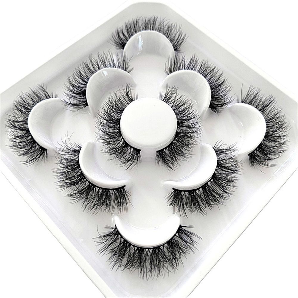 5Pairs 3D Mink False Eyelashes D Curl Fluffy Short Lashes Eyelash Extension Mix Style Handmade Cruelty-free