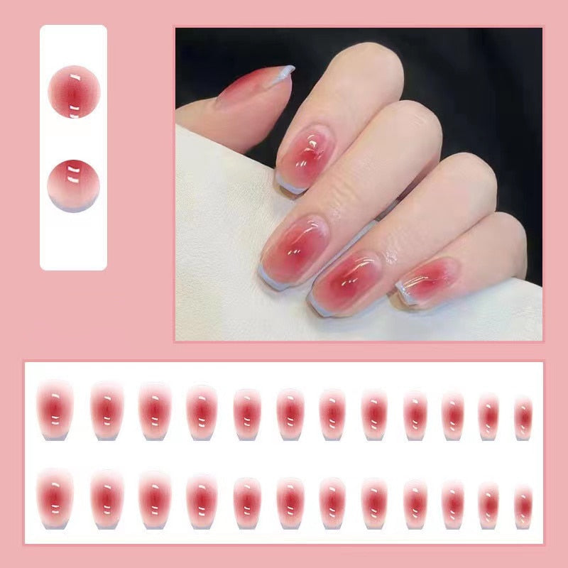 24Pcs  False Nails Pink Almond Artificial Fake Nails Full Cover Nail Tips Press On Nails  Manicure Tools Faux Ongles