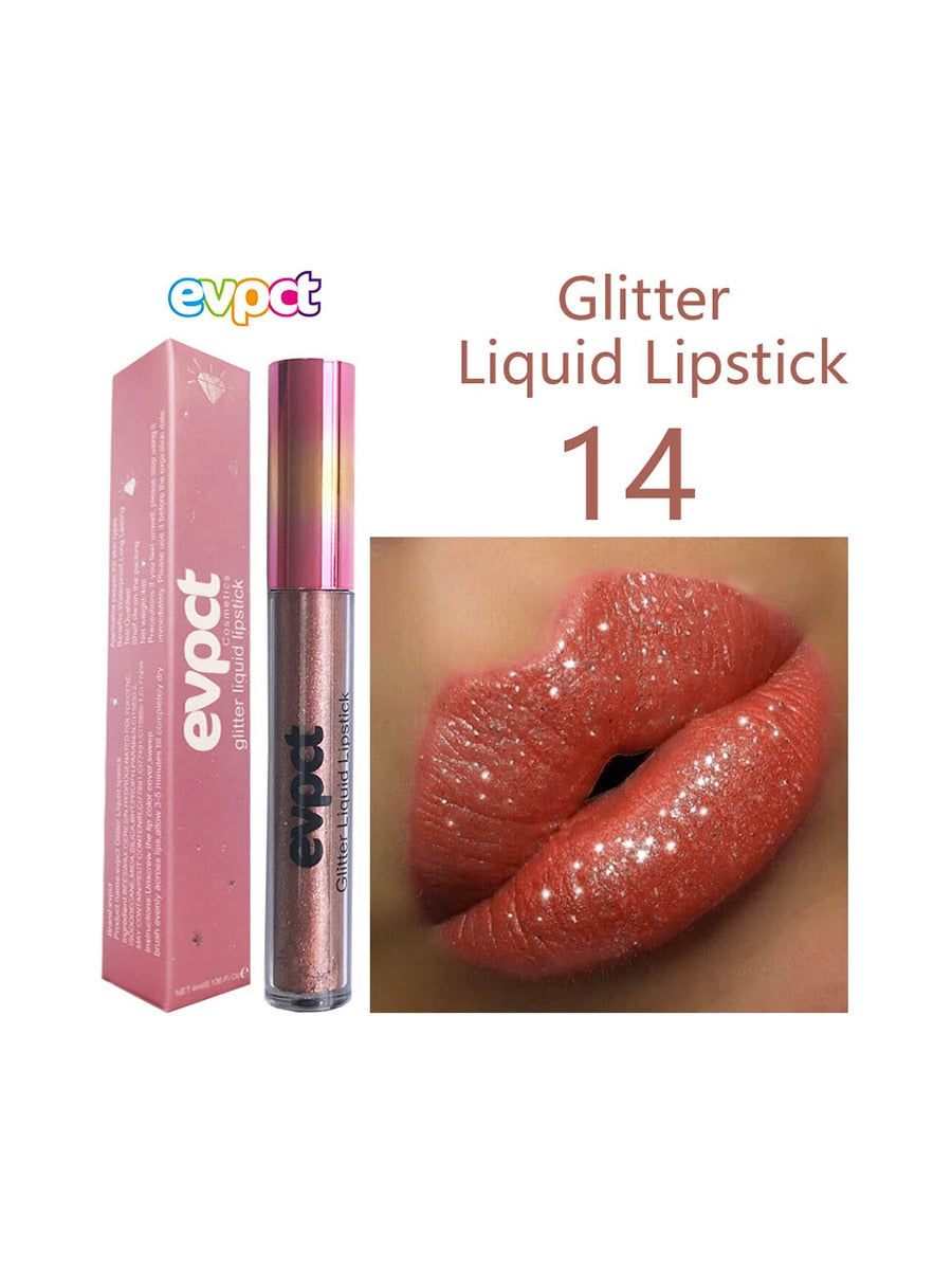 15 Colors Sexy Shimmer Diamond Glitter Lip Gloss Matte Liquid Lipstick Long Lasting Waterproof  Pearl Velvet Lipgloss Lip Makeup