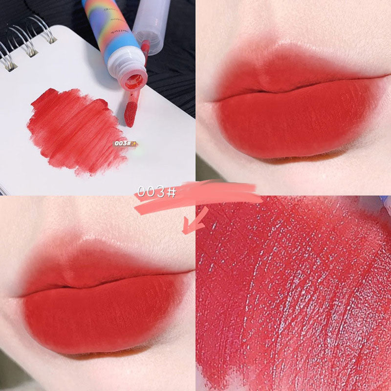 10 Colors Nude Matte Lip Gloss Rainbow Waterproof Long Lasting Lipsticks Women Red Lip Tint Velvet Lip Glaze Korean Cosmetics