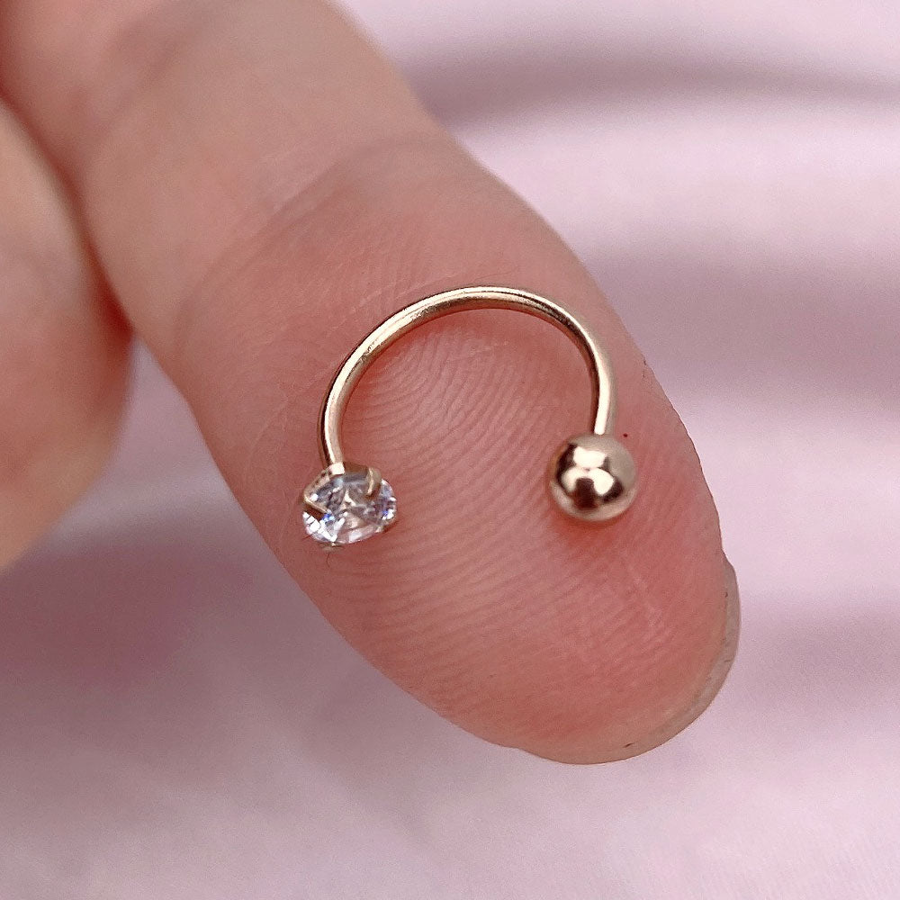 1Pcs Stainless Steel C Nose Ring Zircon Lip Helix Piercing Nose Hoop for Women Piercing Earring Cartilage Piercing Jewelry