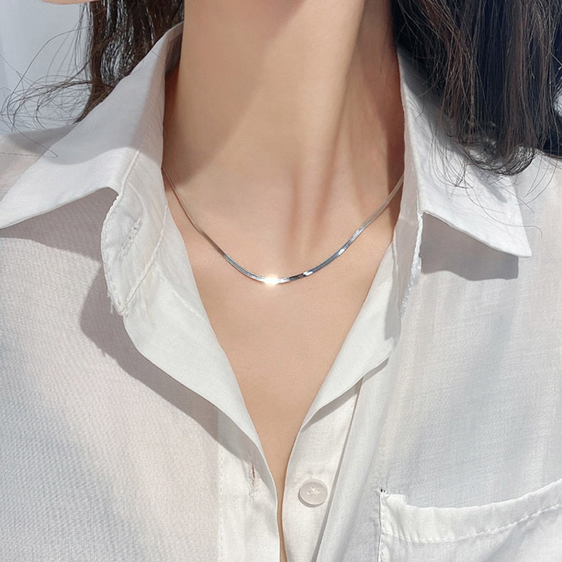 Trendy  Custom  Snake Bone Chain Necklace Women Temperament Clavicle Chain Choker Simple Jewelry