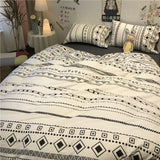 NEW 100% Cotton Geometric Fringe Pattern Abstract Four-Piece Set Morden Bed Duvet Cover Bedsheet Pillow Cases Bedding Sets