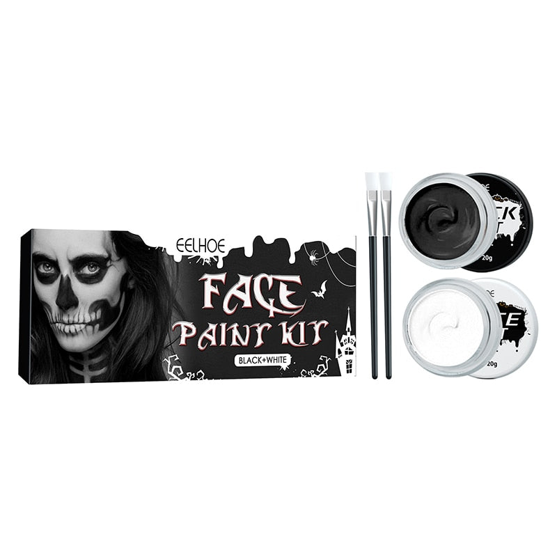 Oklulu  Halloween Black White Body Painting Body Painting Vampire Zombie Skeleton Face Special Effects Makeup Paint Send Two Brushes New