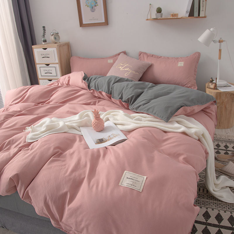 White Pink Bedding Set Nordic Boys Girls Single Double Queen Size Flat Sheet Duvet Cover No Fillings Pillowcase Home Textile