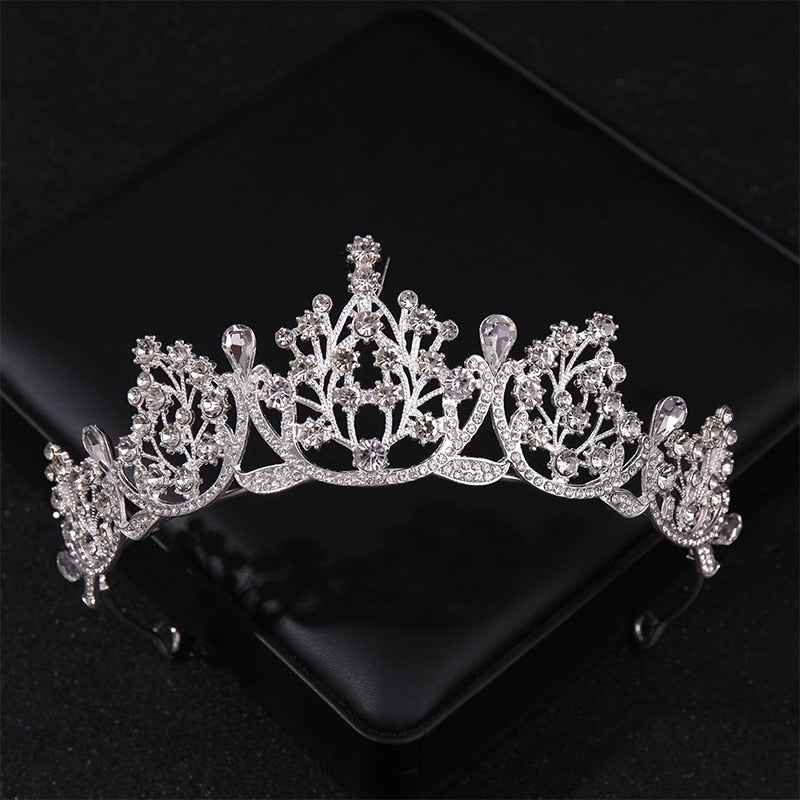 Simulated Pearls Crystal Wedding Tiaras And Crowns For Queen Princess Diadems Gold Silver Color Women Hair Jewelry Hot Sale