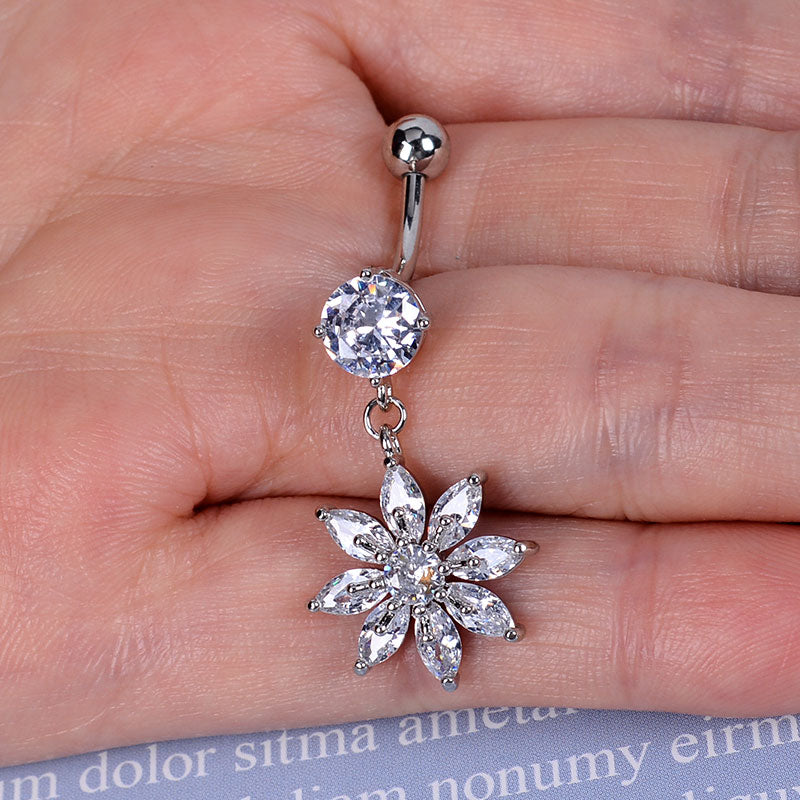 1pc Stainless Steel Navel Piercing for Women Sexy Summer Beach Pendant Belly Button Nails Rings Studs Zircon Body Jewelry