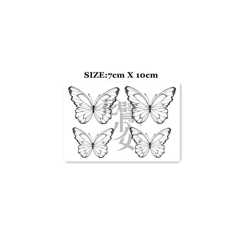 Waterproof Temporary Tattoo Sticker Black And White Butterfly Tattoo Flash Tattoo Shoulder Clavicle Female