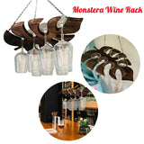 Monstera Wine Rack Wooden Monstera Wine Rack Home Wine Glass Hanger Decoration Red Wine Display Storage Home Organizer