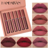 HANDAIYAN 6Pcs Liquid Velvet Matte Lip Gloss Red Lipstick Nude Makeup Women Long Lasting Waterproof Beauty Cosmetics