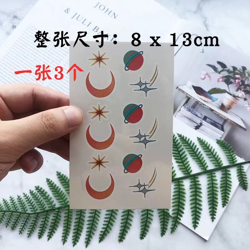 Sexy Waterproof Temporary Tattoo Sticker Black White Moon Star Body Art Fake Tattoo Flash Tattoo Shoulder Clavicle Female Male