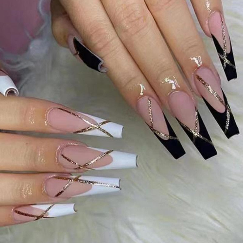 2022 Halloween Patch Nail Tip(24pcs/Box)French Press On Fake False Full Coverage Grimace,Blood Long Coffin Nail Tips With 1 Glue