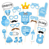 Photo Props Photo Frame Prop Glasses Balloon Baby Shower Boy Girl Gender Reveal Birthday Party Cake Topper Decorations Supplies