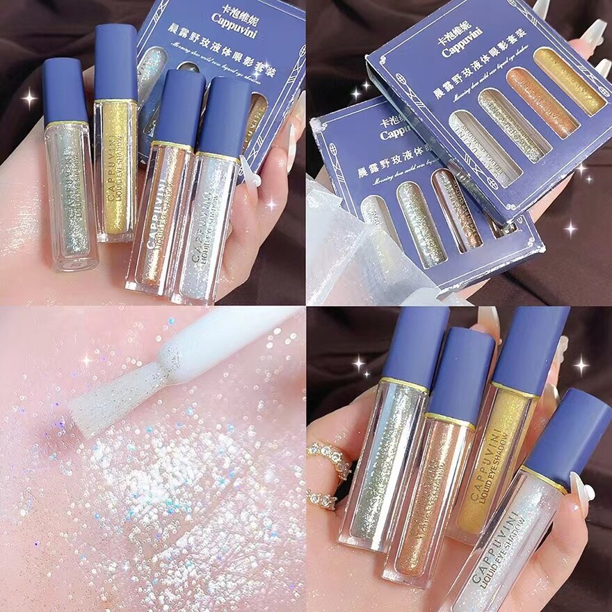 10PCS Liquid Shimmer Glitter Eye Shadow Long Lasting Diamond Metallic Eyeshadow Eye Liner Pen Highlighter Stick Bronzer Cosmetic