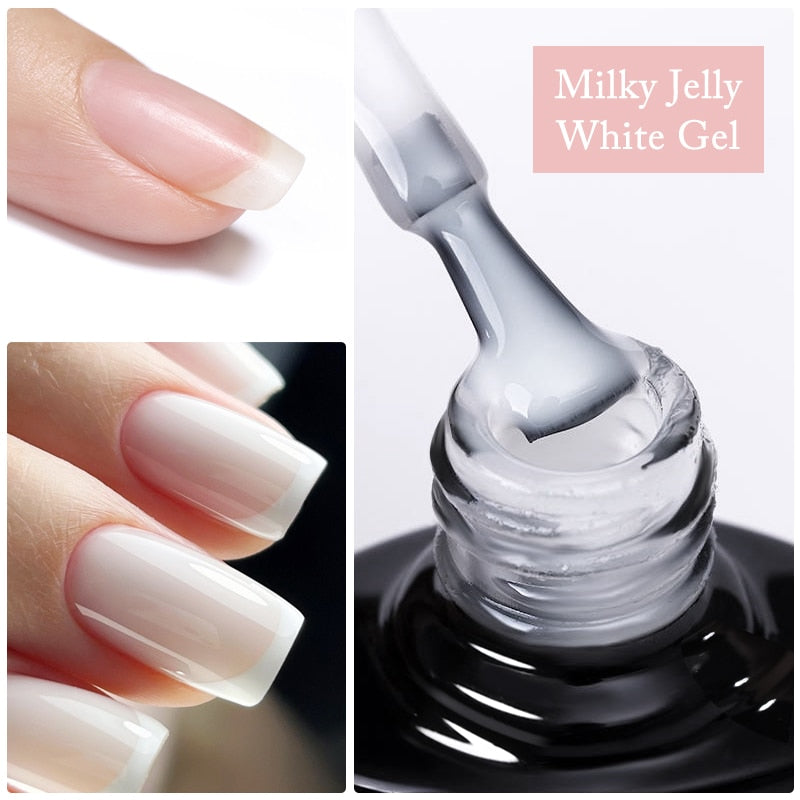 UR SUGAR 7.5ml 7ml Glass Bottle Milky Jelly White Gel Nail Polish White Color UV Led Gel Varnish For Manicure Nail Art Base Top