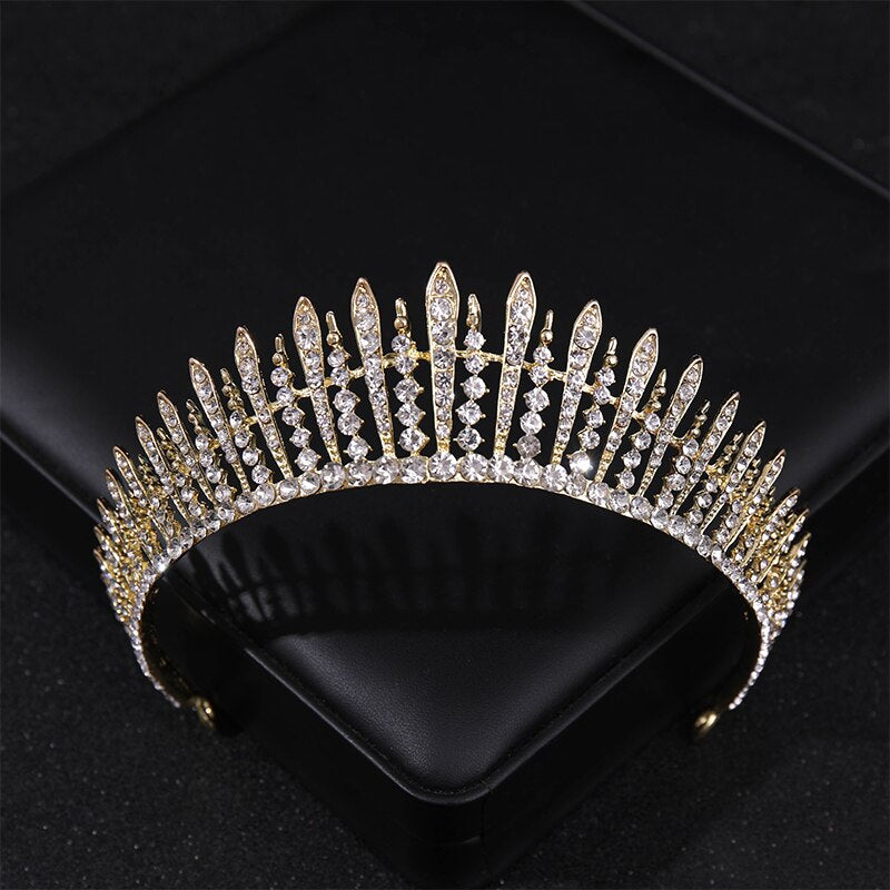 Simulated Pearls Crystal Wedding Tiaras And Crowns For Queen Princess Diadems Gold Silver Color Women Hair Jewelry Hot Sale