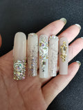 1Box Pure Hand-Make Wears Long Nail Tip Rainbow,Cherry,Flame Designs Fake False Tips Press On Stick Nails(Customized By Picture)