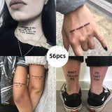 Temporary Tattoo Sticker set English words devil freedom Tatoo Flash Tatto Fake Waterproof stickers for Men Women girls 56 Pcs