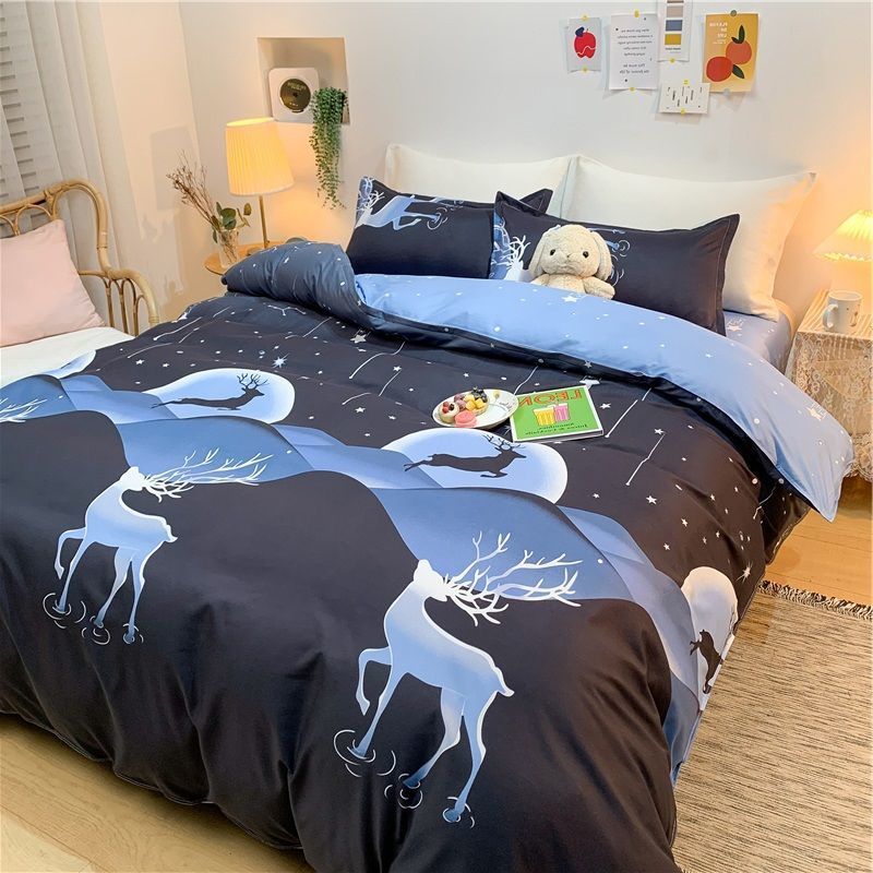 Cute Rubbit Bedding Sets Kawaii Girls Boys Polyester Bed Linen Duvet Cover Flat Sheet Pillowcase Twin Single Full Size Set