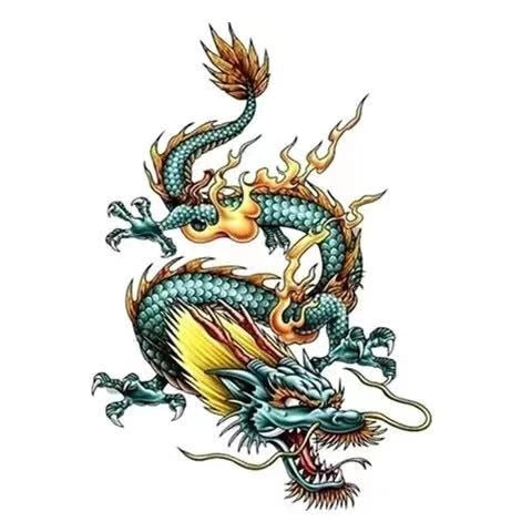 Waterproof Temporary Tattoo Sticker Japanese Style Black White Flame Dragon Body Art Fake Tattoo Flash Tattoo Arm Female Male