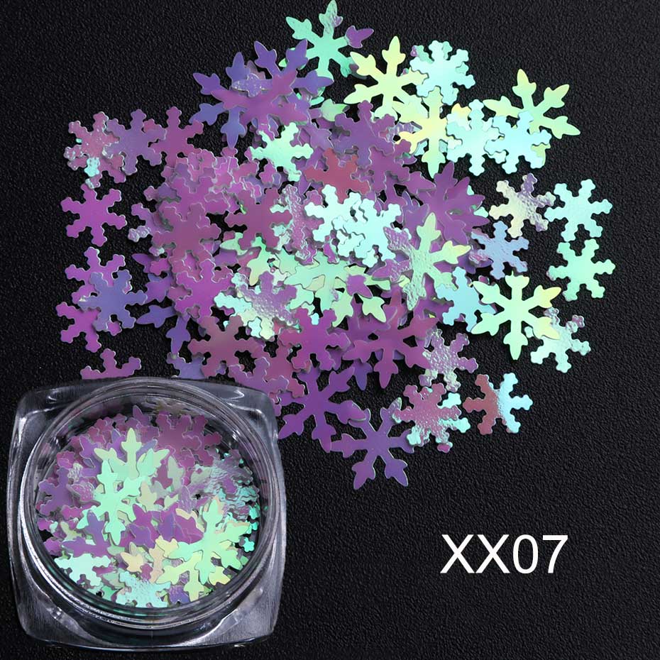 1 box White Snowflake 3D Nail Art Sequins Winter Christmas Snow Flakes Holographic Charms Polishing Gel Accessories SA1980