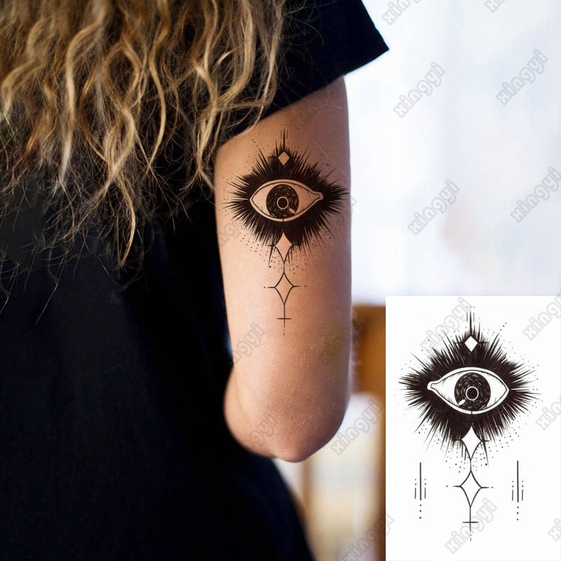 Waterproof Temporary Tattoo Sticker Hand Painted Cool Dark Skull Face Art Water Transfer Fake Tatoo Flash Tatto for Men Women