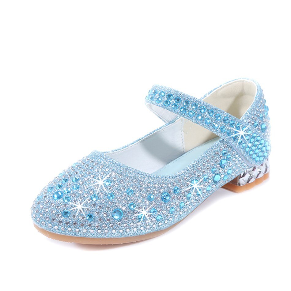 Girl Cinderella Princess Shoes Children Elsa Mary Jane Sparkle Shoes Kids Princess Party Dress Heels Wedges Ball Slip On Sandals