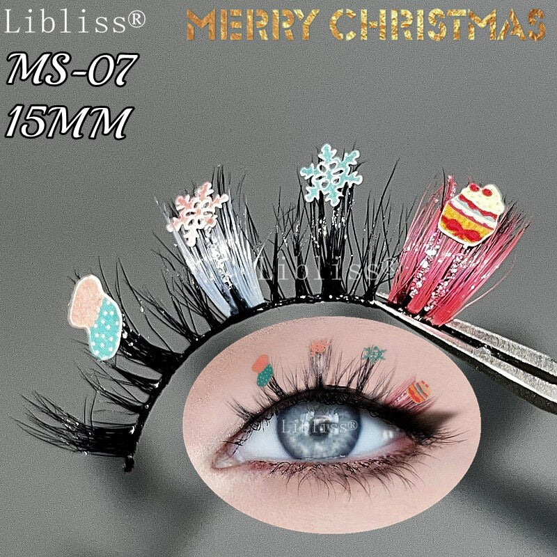 15-20MM Party Fluffy Halloween Christmas Mink Lashes Vendor 3D 5D Glitter Colored Fake Eyelashes Box Package Makeup Tools