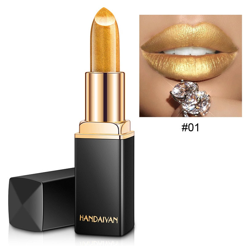 HANDAIYAN Mermaid Metallic Lipstick Long Lasting Permanent Shimmer Lip Gloss Waterproof Moisturizer Lipstick Makeup for Women