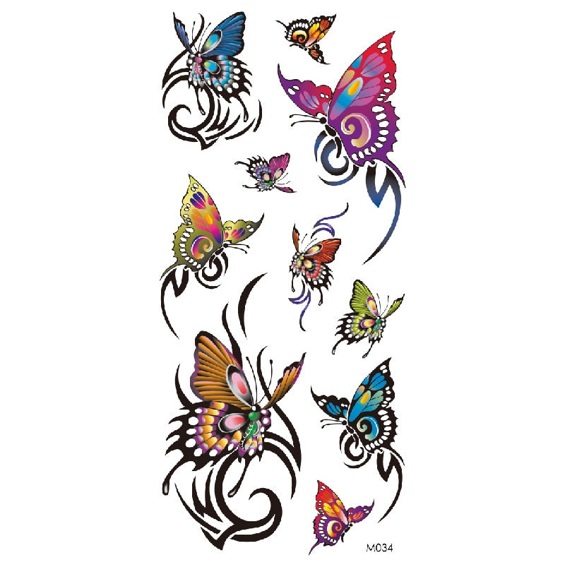 Butterfly Fake Tattoo Flash Transfer Tattoo Arm Leg Women Decal Waterproof Temporary Tattoo Sticker 1pcs