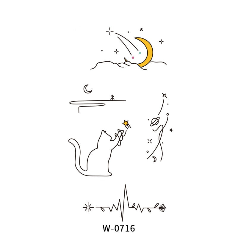 Waterproof Temporary Tattoo Sticker Colorful Stars Moon Love Tattoo Flash Tattoo Arm Female