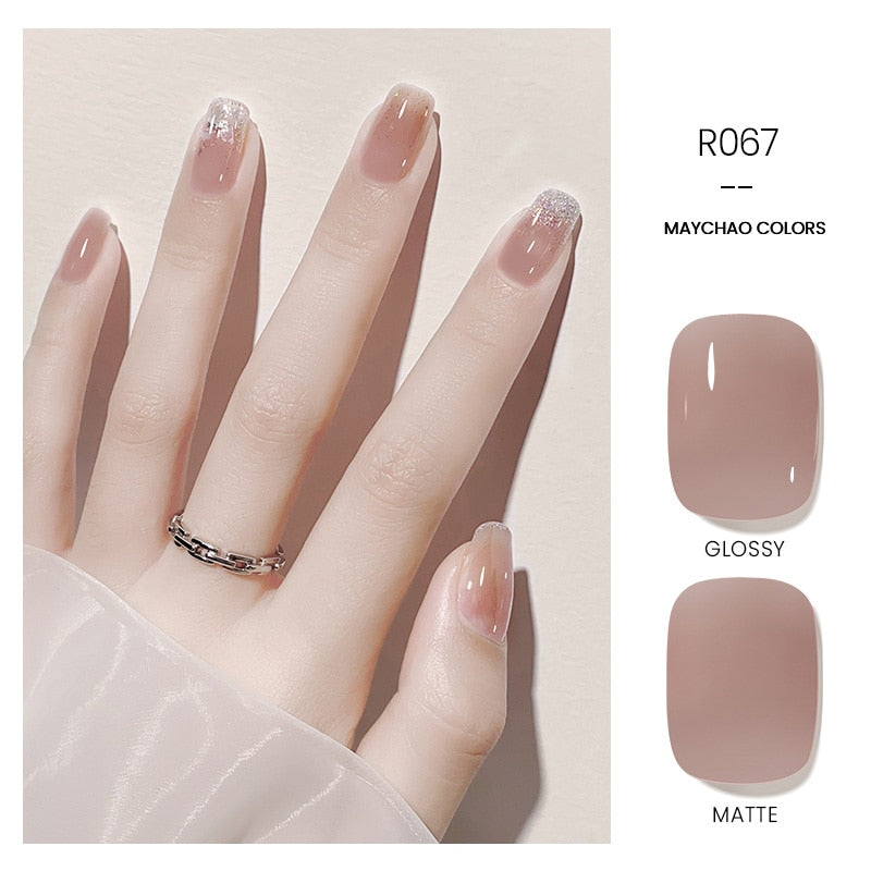 OKLULU  Jelly Gel 10ml Semi-transparent Nude Gel Nail Polish Top Coat Nail Art Semi Permanent Soak Off UV LED Varnish for Nail