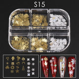 Mixed Snowflake Santa Claus Tree Bell Christmas Stickers Nails Simple Flake Paillette For Winter Nail Charms Decoration SAS14
