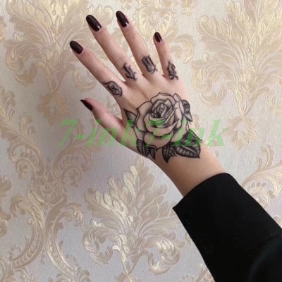 Waterproof Temporary Tattoo Sticker Hand Painted Cool Dark Skull Face Art Water Transfer Fake Tatoo Flash Tatto for Men Women