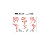 Waterproof Temporary Tattoo Sticker Red Line Rose English Alphabet Design Body Art Fake Tattoo Flash Tattoo Back of Hand Female