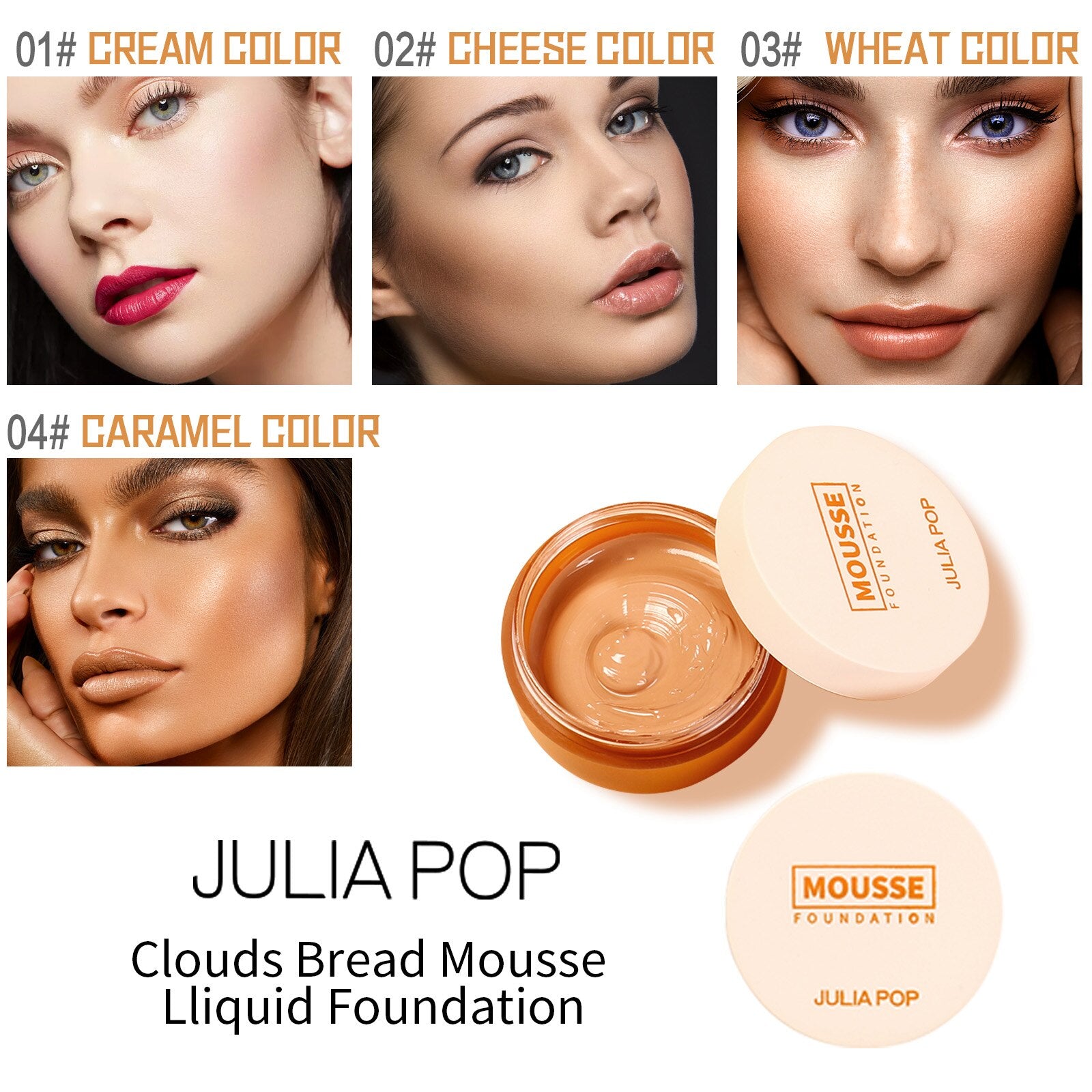 Clouds Bread Mousse Liquid Foundation Oil-control Moisturizing Smooth Long Lasting Waterproof Natural Facial Base Makeup Cream