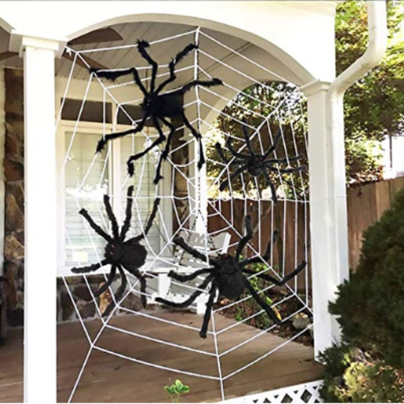 30cm, 50cm, 75cm, 90cm Oversized Plush Black Spider Halloween Party Decoration Outdoor Home Bar Haunted House Horror Props