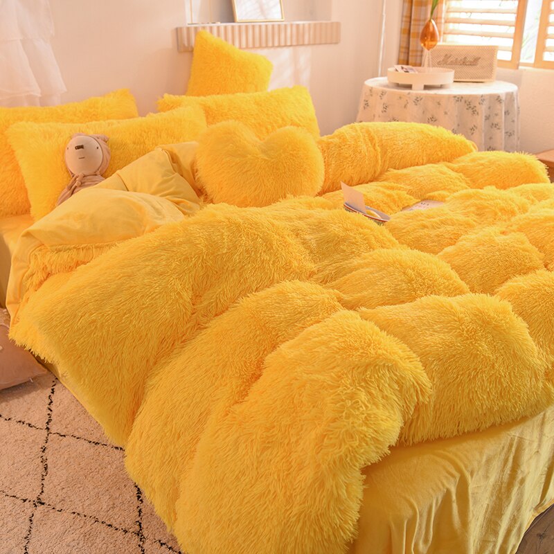 Nordic Winter Warm Bedding Set Luxury Thicken Mink Fleece Duvet Cover Bed Sheet and Pillowcases Quilt Cover Queen King Size Home