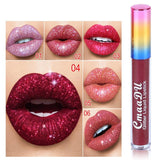NEW 6 Color Diamond Shimmer Glitter Lip Gloss Matte To Glitter Liquid Lipstick Waterproof Diamond Pearl Colour Lip Gloss Make Up