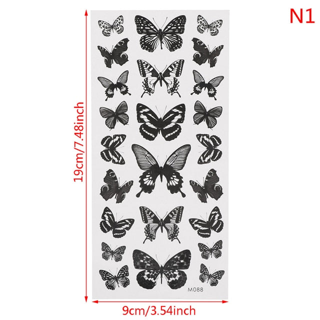 Butterfly Fake Tattoo Flash Transfer Tattoo Arm Leg Women Decal Waterproof Temporary Tattoo Sticker 1pcs