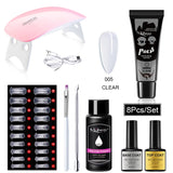 Poly Nail Gel Kit UV LED Nail lamp Nail Extension Gel Glitter Soak Off Varnish Nail Art Set with Slip Solution Manicure Tools