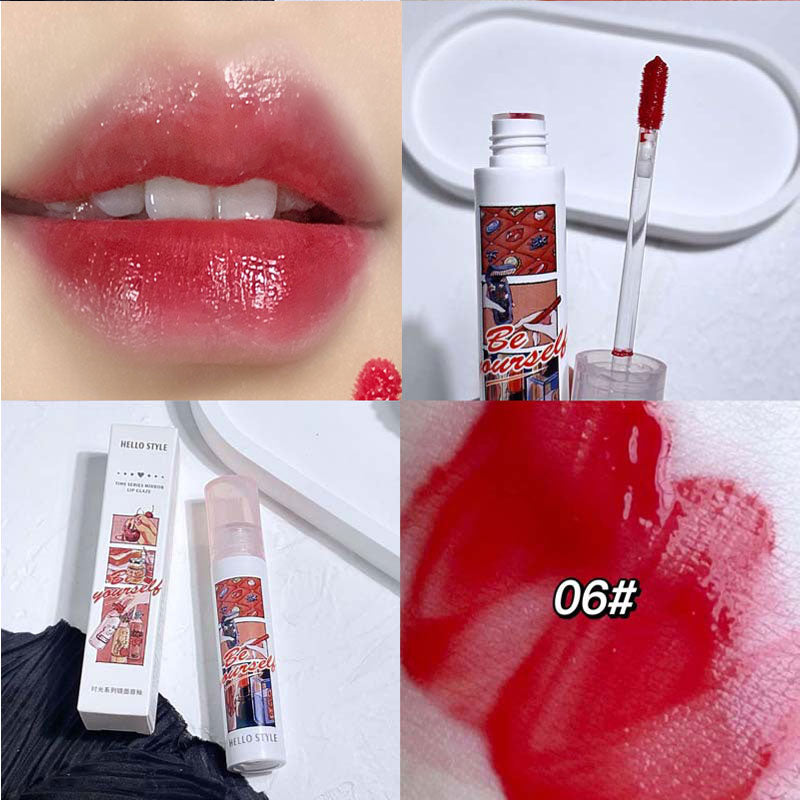 Purple Glitter Water Light Lip Gloss Long-lasting Double-end Lip Glaze Mirror Liquid Lipstick Not Fade Lip Tint Korean Cosmetic