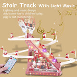 Electric Climbing Ladder Santa Claus Christmas Santa Race Track Toys Educational Music Slides Toy for Children Christmas Gift
